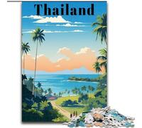 1000 Piece Jigsaw Puzzles for Adults Thailand Travel Poster Family Game Stress Reliever Difficult Challenge Suitable for Couples (50x75cm) 1000pcs