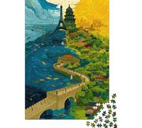 1000 Piece Jigsaw Puzzles for Adults The Great Wall Jigsaw Puzzle China Home Decoration Multi Colour Educational Games Fantasy & Mythology Therapeutic Fun 1000pcs (75x50cm)