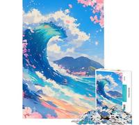 1000 Piece Jigsaw Puzzles for Adults The Great Wave - Anime Aesthetic Practical Game Learning Educational Toys Birthday Gifts Birthday Present (Size 50x75cm)