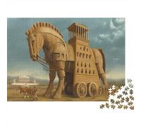 1000 Piece Jigsaw Puzzles for Adults The Greece Horse Jigsaw Puzzle Gift for Goddess Athena Wood Puzzle Beautiful Decoration Challenging Therapeutic Fun Fantasy & Mythology 1000pcs (75x50cm)
