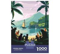 1000 Piece Jigsaw Puzzles for Adults The Isle of Cats Board Game Inspired Illustration Adult Jigsaw Hands-on Game Analysis And Logic Parent-child Interaction 38x26cm/1000pcs