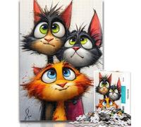 1000 Piece Jigsaw Puzzles for Adults Three Cats 1000 Pieces for Teenagers,Educational Games Home Decoration Birthday Present, Gifts, Wall Art 50x75cm