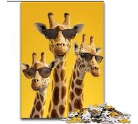 1000 Piece Jigsaw Puzzles for Adults Three Giraffes Wearing Glasses Adult Jigsaw Puzzles 1000 Pieces Christmas Halloween Mother's Day New Year Easter Gift 50X75CM