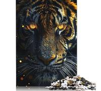 1000 Piece Jigsaw Puzzles for Adults Tiger Gold Black Animals Jigsaw Puzzles for Adults, Wooden Puzzles Educational Stress Relief Toy Puzzle 1000pcs (75x50cm)