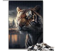 1000 Piece Jigsaw Puzzles for Adults Tiger in The Big City Jigsaw Made of cardboard,Relaxing Entertainment, Home Decor 1000pcs(26x38cm)