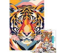 1000 Piece Jigsaw Puzzles for Adults Tiger Pop Abstract Flat Fun at Home Activities, Difficult Hard DIY Toys Suitable for People Aged 14 And Above (50x75cm)