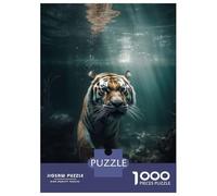 1000 Piece Jigsaw Puzzles for Adults Tiger Underwater Swimming Puzzles for Adults Relaxing Games A Work of Art Difficult And Challenge 70x50cm/1000pcs