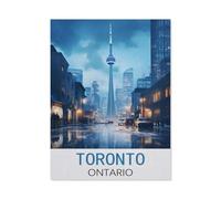 1000 Piece Jigsaw Puzzles for Adults，Toronto Ontario Vintage Travel Poster，Classic Puzzle Difficult Puzzle Fun Creative DIY Toys Gifts for Girls And Boys, Family Games（38x26cm）-M33