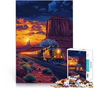 1000 Piece Jigsaw Puzzles for Adults Train Through Monument Valley Entspannungsspiele Kunstwerk Geschenk38x26cm