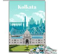 1000 Piece Jigsaw Puzzles for Adults Travel to Kolkata Family Game Stress Reliever Difficult Challenge Suitable for Couples (26x38cm) 1000pcs