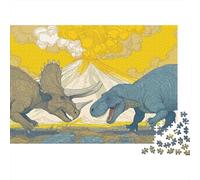 1000 Piece Jigsaw Puzzles for Adults Triceratops Vs T-rex Jigsaw Puzzles for Adults Dinosaur Wood Puzzle Challenging Therapeutic Fun Fantasy & Mythology 1000pcs (75x50cm)