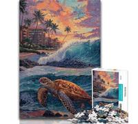 1000 Piece Jigsaw Puzzles for Adults Turtle on The Beach 1000 Pieces for Teenagers,Educational Games Home Decoration Birthday Present, Gifts, Wall Art 26x38cm