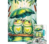1000 Piece Jigsaw Puzzles for Adults Two Kawaii Frogs Fun at Home Activities, Home Art Decor Brain Teaser Game for And from 14 Years And over (38x52cm)