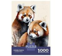 1000 Piece Jigsaw Puzzles for Adults Two Red Pandas Watercolor Teenager Puzzles Toy Wall Decor Birthday Present Unique Gifts for Birthday And Christmas 52x38cm/1000pcs