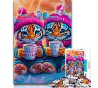1000 Piece Jigsaw Puzzles for Adults Two Tiger Cubs,Help The Brain Exercise Addictive Toys to Cultivate Patience Artists Collection,Fine Art 38x26cm