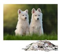 1000 Piece Jigsaw Puzzles for Adults Two White Puppies Jigsaw Puzzles for Adults Perfect DIY Artwork 1000 PCS(75x50cm)