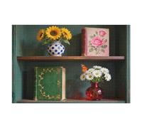 1000 Piece Jigsaw Puzzles for Adults, Unique Style Floral & Vintage Bookshelf Art Puzzle, Challenging Fun Adult Puzzles for Relaxation 20.5x15 Inch