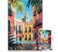 1000 Piece Jigsaw Puzzles for Adults Valencia Street Scene Tough Challenge Brain Teaser Game Suitable for Ages 14 And Up (size 38x52cm)