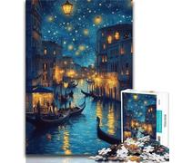 1000 Piece Jigsaw Puzzles for Adults Venice Under The Night Sky Puzzles,Game Toys Every Piece Is Unique - Challenging Family Fun Game (size 38x26cm)