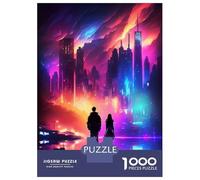 1000 Piece Jigsaw Puzzles for Adults Vibrant Neon CIty Couple Jigsaws for Adults Brain Teaser Game Stress Reliever for Is Ideal As A Gift 52x38cm/1000pcs