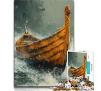 1000 Piece Jigsaw Puzzles for Adults Viking Drakkar Boat Teenager Puzzles,Relax Games Is Ideal As A Gift for The Whole Family (size 38x26cm)