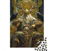 1000 Piece Jigsaw Puzzles for Adults Viking Odin Jigsaw Puzzle Norse Mythology Wood Puzzle Beautiful Decoration Challenging Therapeutic Fun Fantasy & Mythology 1000pcs (75x50cm)