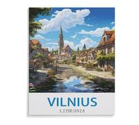 1000 Piece Jigsaw Puzzles for Adults，Vilnius Vintage Travel Poster Lithuania，Classic Puzzle Difficult Puzzle Fun Creative DIY Toys Gifts for Girls and Boys, Family Games26x38cm-I70