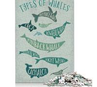 1000 Piece Jigsaw Puzzles for Adults Vintage Whale Species Jigsaw Puzzles for Adults, Wooden Puzzles Educational Stress Relief Toy Puzzle 1000pcs (75x50cm)