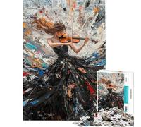 1000 Piece Jigsaw Puzzles for Adults Violinist in Black Dress Adult Jigsaw Puzzle Brain Teaser Game Hand Speed Race Birthday And Unique Gifts (size 38x52cm)