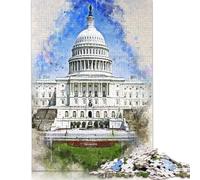 1000 Piece Jigsaw Puzzles for Adults Washington in Watercolor Jigsaw Puzzle Children Wooden Puzzles Family Entertainment Toys 1000pcs (75x50cm)
