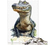 1000 Piece Jigsaw Puzzles for Adults Watercolor Alligator Portrait Jigsaw Puzzles for Adults, Wooden Puzzles Educational Stress Relief Toy Puzzle 1000pcs (75x50cm)