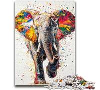 1000 Piece Jigsaw Puzzles for Adults Watercolor Elephant Puzzles,Decompressing Intellectual Educational Toy Perfect Decoration (75x50cm)