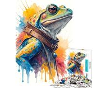 1000 Piece Jigsaw Puzzles for Adults Watercolor Frog in Coat Toy Intellectual Game Educational Game But Fun And Humorous Birthday Gifts (Size 38x26cm)