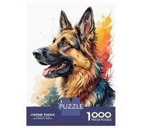 1000 Piece Jigsaw Puzzles for Adults Watercolor German Shepherd Portrait Adult Jigsaw Hands-on Game Analysis And Logic Parent-child Interaction 38x26cm/1000pcs