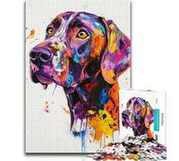 1000 Piece Jigsaw Puzzles for Adults Watercolor German Shorthaired Pointers,Help The Brain Exercise Addictive Toys to Cultivate Patience Artists Collection,Fine Art 50x75cm