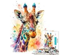 1000 Piece Jigsaw Puzzles for Adults Watercolor Giraffe Portrait Help The Brain Exercise Improve Memory Educational Game for 14+ Puzzle Game Offered (50x75cm)