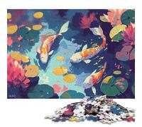 1000 Piece Jigsaw Puzzles for Adults Watercolor Koi Fish Jigsaw Puzzles for Adults, Paper Puzzles Educational Stress Relief Toy Puzzle 38x26cm/1000pcs