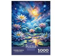 1000 Piece Jigsaw Puzzles for Adults Watercolor Lotus Pond at Night Adult Puzzles Hands-on Game Stress Reliever Difficult And Challenge 70x50cm/1000pcs