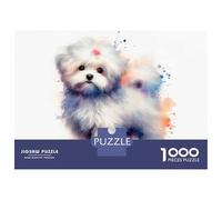 1000 Piece Jigsaw Puzzles for Adults Watercolor Maltese Puppy Portrait Jigsaws for Adults Brain Teaser Game Stress Reliever for Is Ideal As A Gift 70x50cm/1000pcs