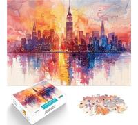 1000 Piece Jigsaw Puzzles for Adults Watercolor NYC Skyline Lernspiele denn eignet sich ideal als Geschenk für die ganze Familie75x50cm