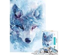 1000 Piece Jigsaw Puzzles for Adults Watercolor Wolf Head in Snow Fun at Home Activities, Difficult Hard DIY Toys Suitable for People Aged 14 And Above (38x26cm)