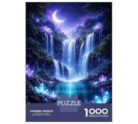 1000 Piece Jigsaw Puzzles for Adults Waterfall Under A Crescent Moon Adult Jigsaw Puzzle Family Games For Family Fun Birthday And Unique Gifts 52x38cm/1000pcs