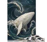 1000 Piece Jigsaw Puzzles for Adults Whale in Ocean Waves with Constellation Jigsaw Puzzles for Adults, Wooden Puzzles Educational Stress Relief Toy Puzzle 1000pcs (75x50cm)