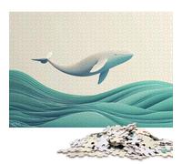 1000 Piece Jigsaw Puzzles for Adults Whale Over Paper-Cut Waves Square Jigsaw Puzzles for Adults & Woodenboard Puzzles Educational Puzzle Family Game 1000pcs (75x50cm)