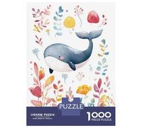 1000 Piece Jigsaw Puzzles for Adults Whale Watercolor Illustration Puzzles for Adults Relaxing Games A Work of Art Difficult And Challenge 70x50cm/1000pcs