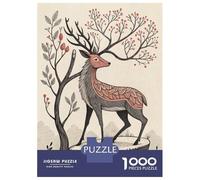 1000 Piece Jigsaw Puzzles for Adults Whimsical Deer with Antlers As Branches Puzzle for Adults Anti-Stress Toys Presents for Women Parent-child Interaction 52x38cm/1000pcs