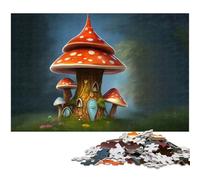 1000 Piece Jigsaw Puzzles for Adults Whimsical Mushroom House Jigsaw Puzzles for Adults for Family And Friends Suitable for Ages 1000 PCS(38x26cm)