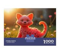 1000 Piece Jigsaw Puzzles for Adults Whimsical Watermelon Cat in Sunny Meadow Puzzles for Adults Relaxing Games A Work of Art Difficult And Challenge 70x50cm/1000pcs