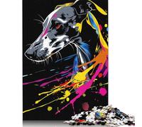 1000 Piece Jigsaw Puzzles for Adults Whippet Dog Art Wooden Jigsaw Puzzles Challenge Toy Jigsaw for Adults 1000pcs (75x50cm)