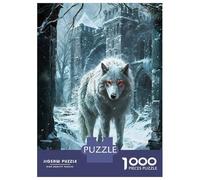 1000 Piece Jigsaw Puzzles for Adults White Dire Wolf Snow Watch Jigsaw Puzzle Anti-Stress Toys Home Decoration Difficult And Challenge 52x38cm/1000pcs